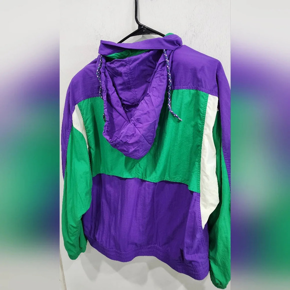Vtge Retro Liz Sport Colorblock Green Purple Windbreaker Jacket  Size L - Picture 4 of 13